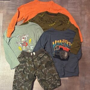 Cat & Jack Kids Long Sleeve Shirt Trio - Orange, Green, Blue